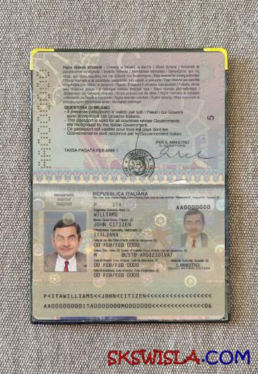 Włochy paszport wersja 2 wygląd zdjęcia pliki PSD, skan i fotografowany obraz